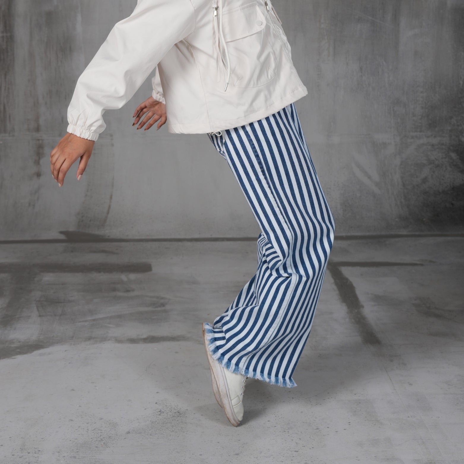 Cherry Chics Premium Denim Striped Wide-Leg Trousers