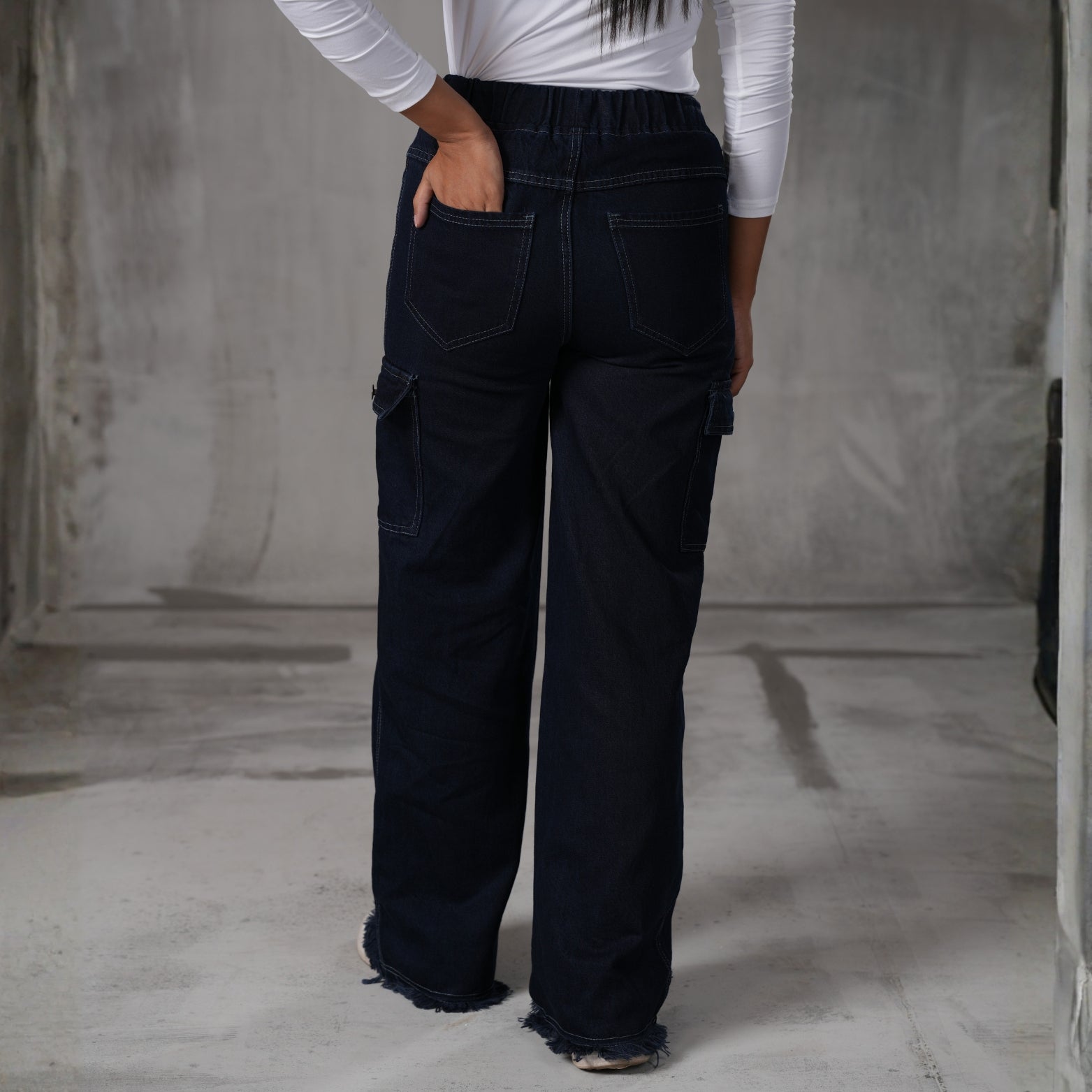Cherry Chics Urban Utility Wide-Leg Cargo Jeans