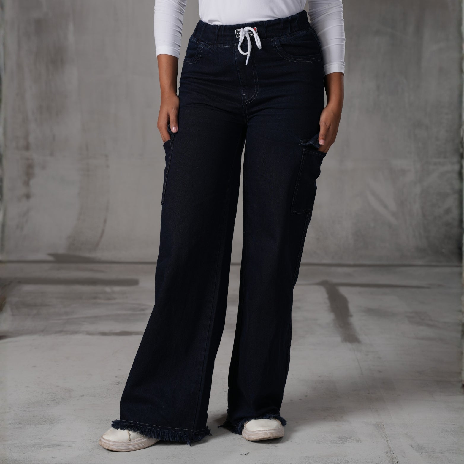 Cherry Chics Urban Utility Wide-Leg Cargo Jeans